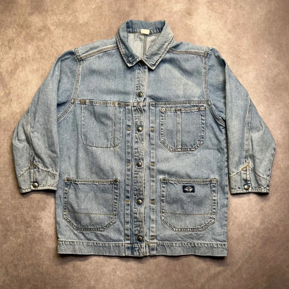 Vintage Dockers Denim Chore Coat Light Wash Cotton Workwear Jacket Medium